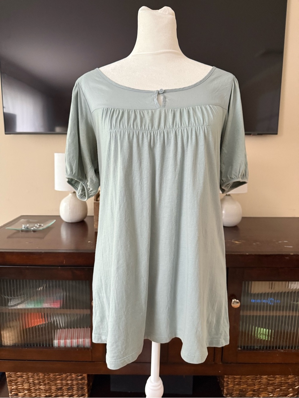 LOFT Dusty Sage Short Sleeve Scoop Neck Top